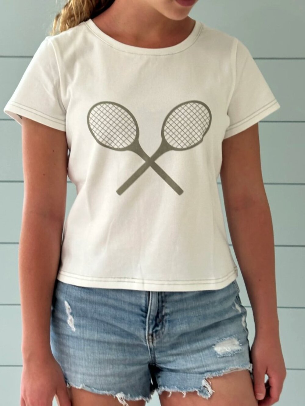 courtgirl. Practice Tennis Tee "RACQUETS" Size: Small - Supima Cotton. NWOT